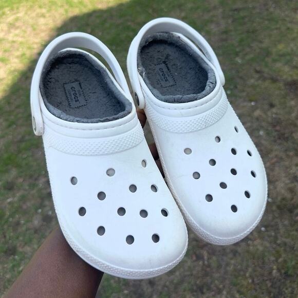Crocs‎ Classic Lined Clogs White Unisex Size M8 W10 Sandals - Picture 8 of 11